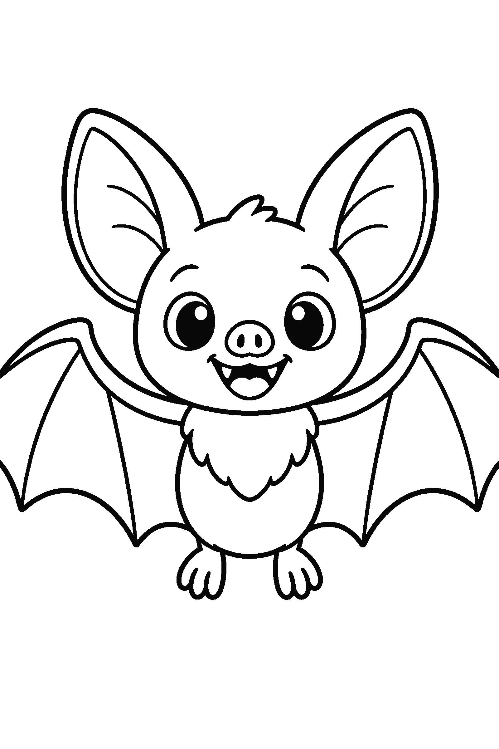 Coloring page of one big simple bat for toddlers