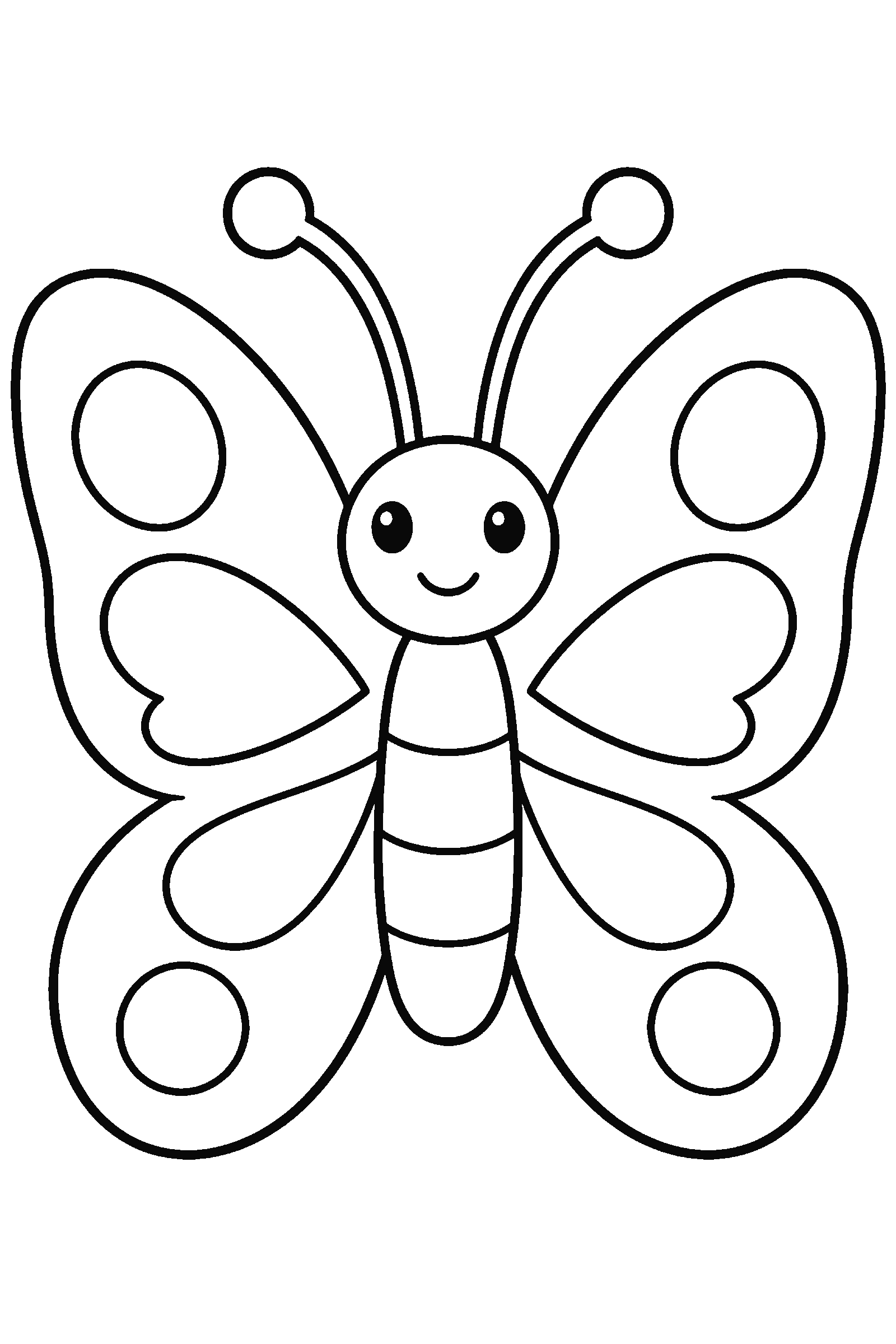 Coloring page of one big simple butterfly