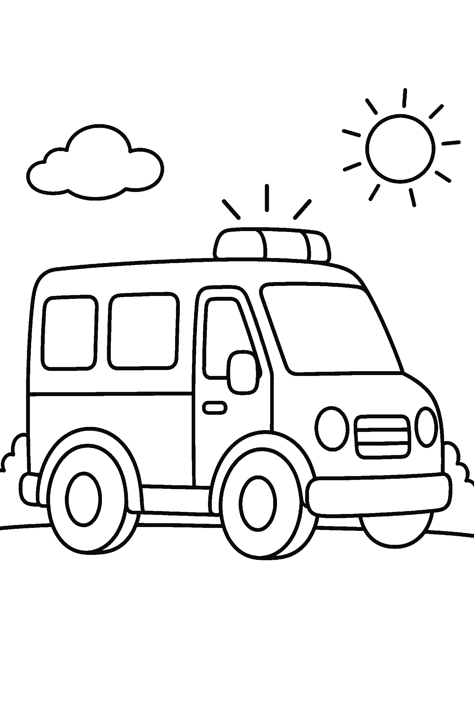 Coloring page of an ambulance