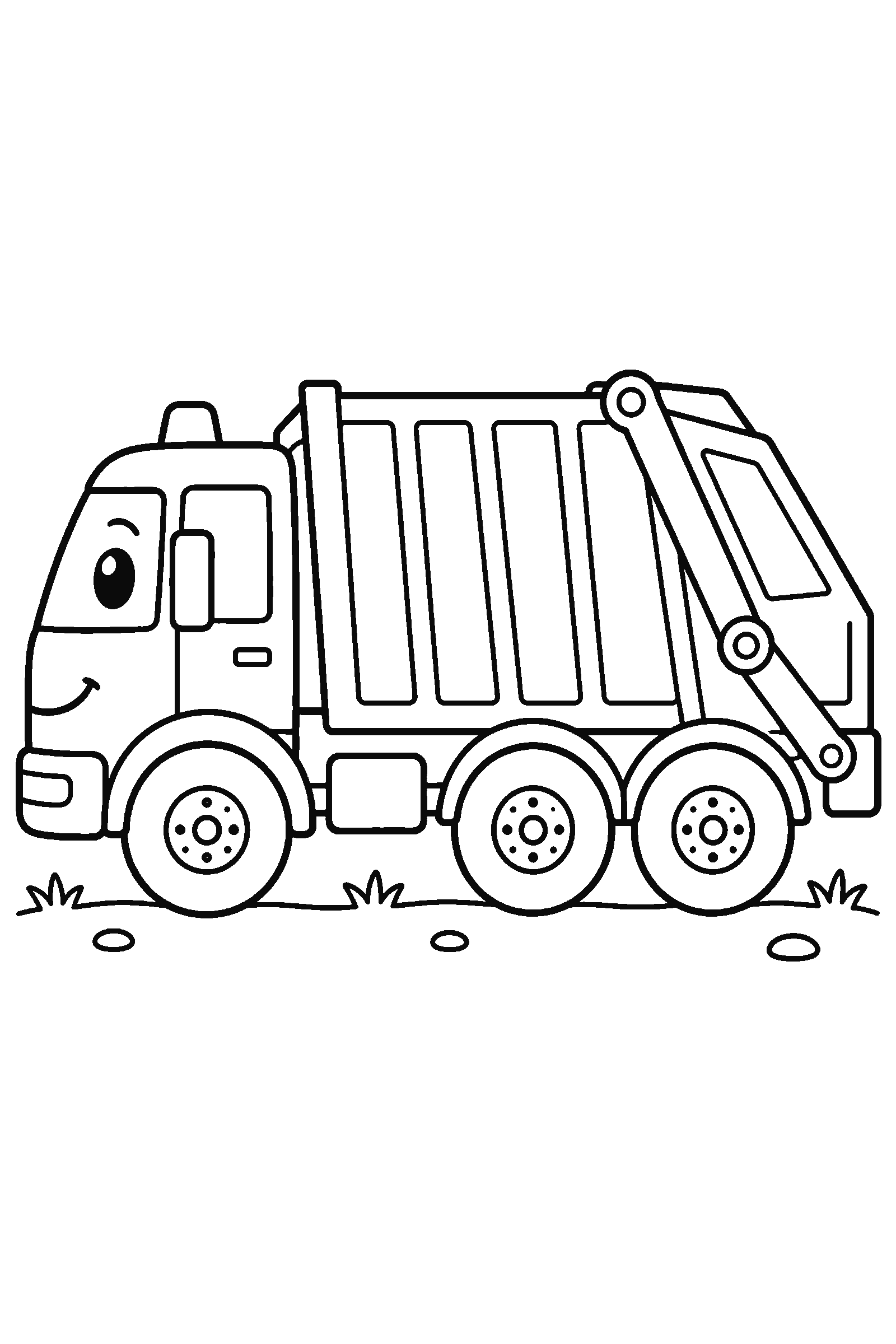 Coloring page of a garbage truck