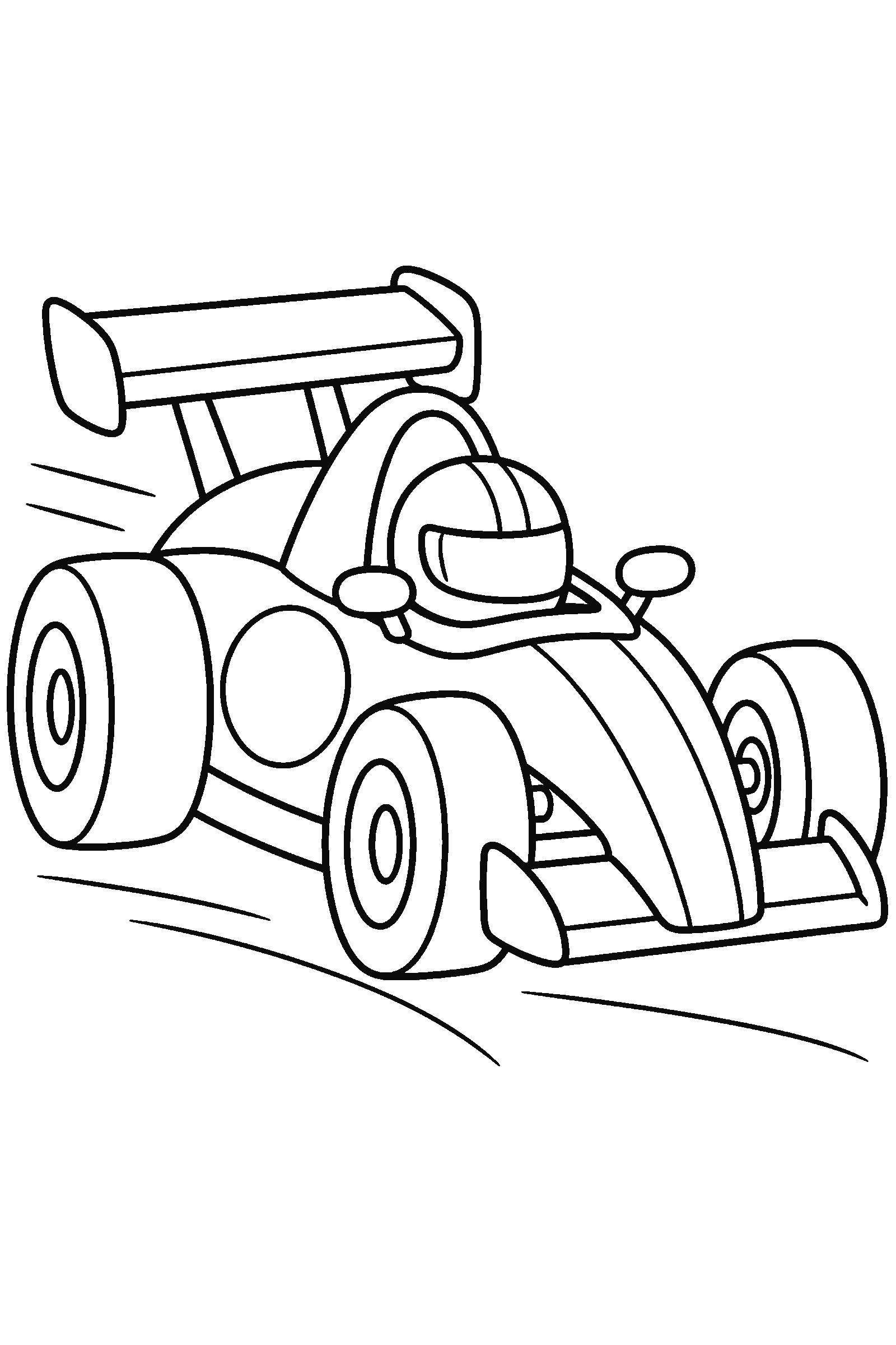 Coloring page of a race car with a number circle left empty