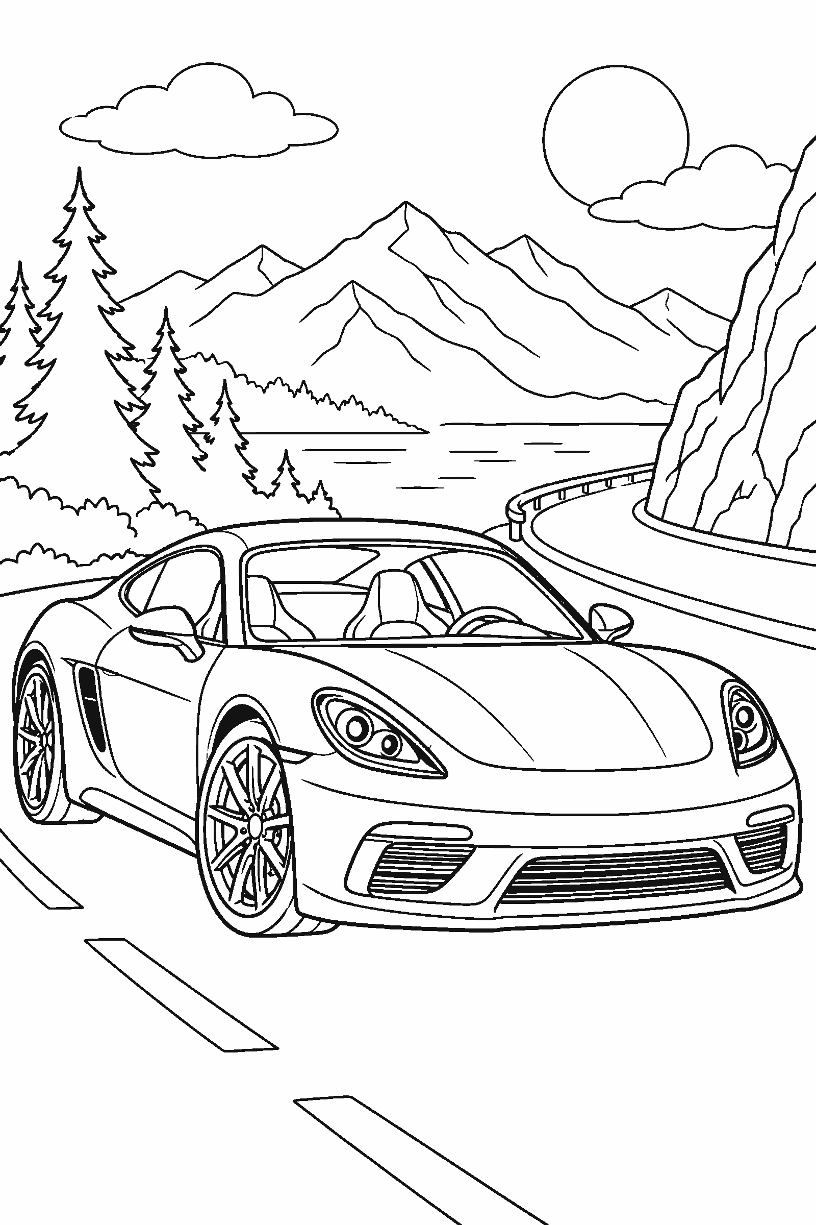 Coloring page of a sports car