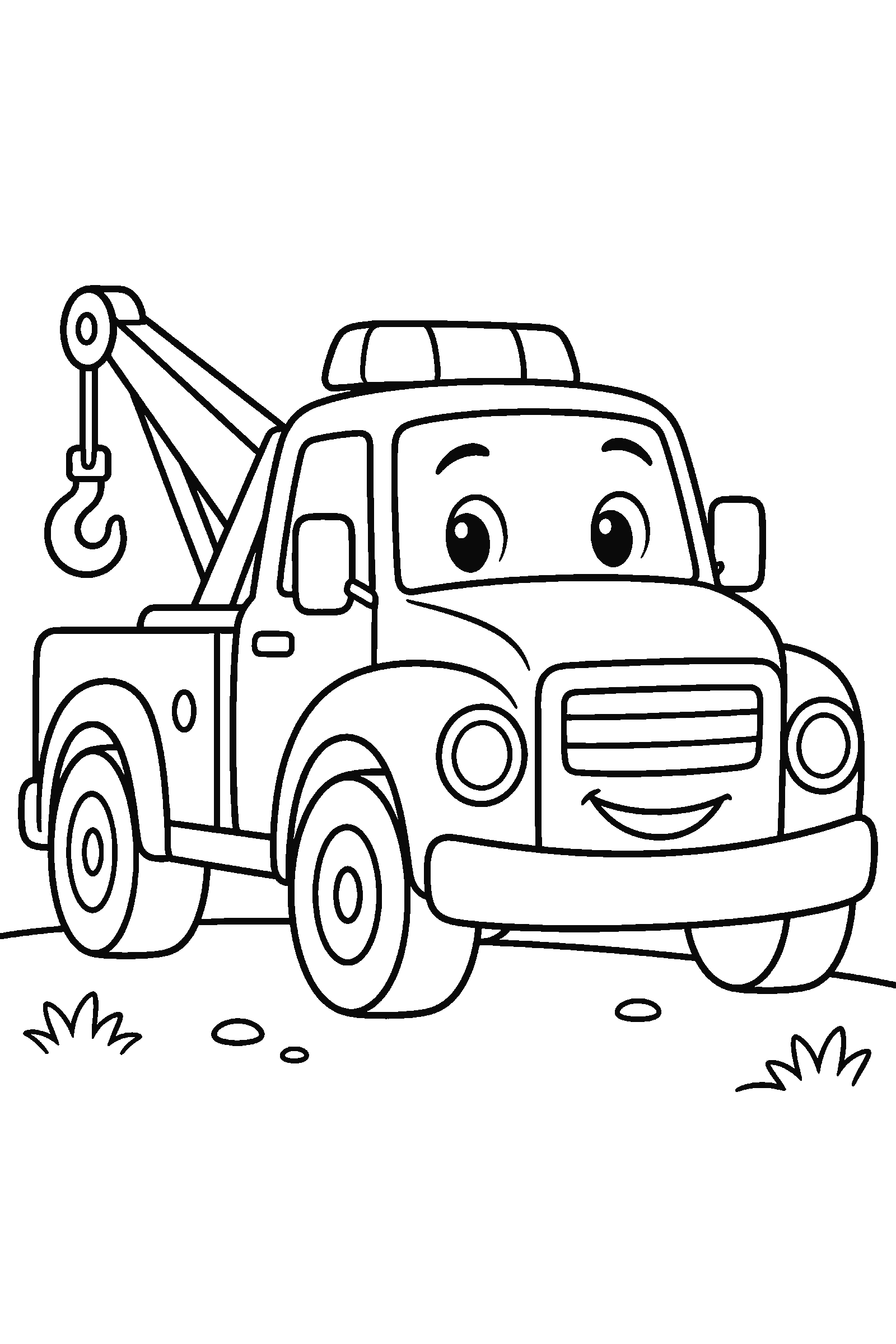 Coloring page of a tow truck