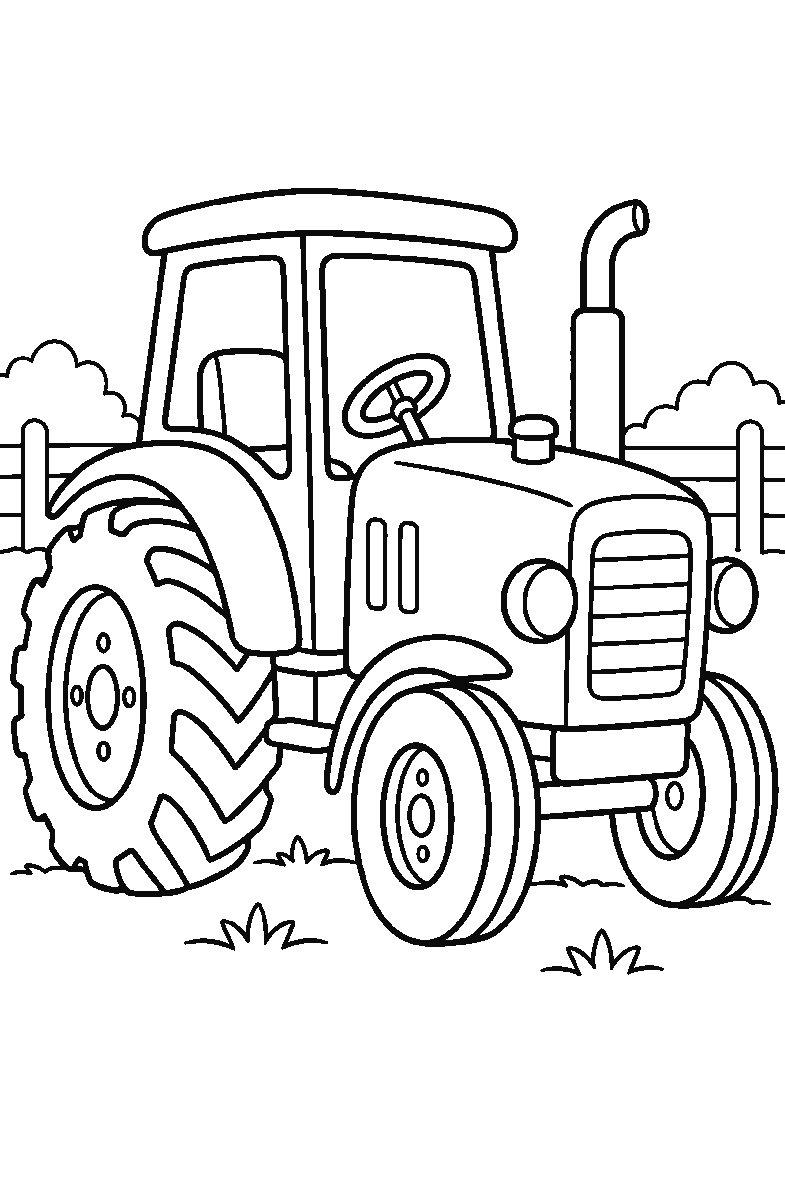 Coloring page of a farm tractor