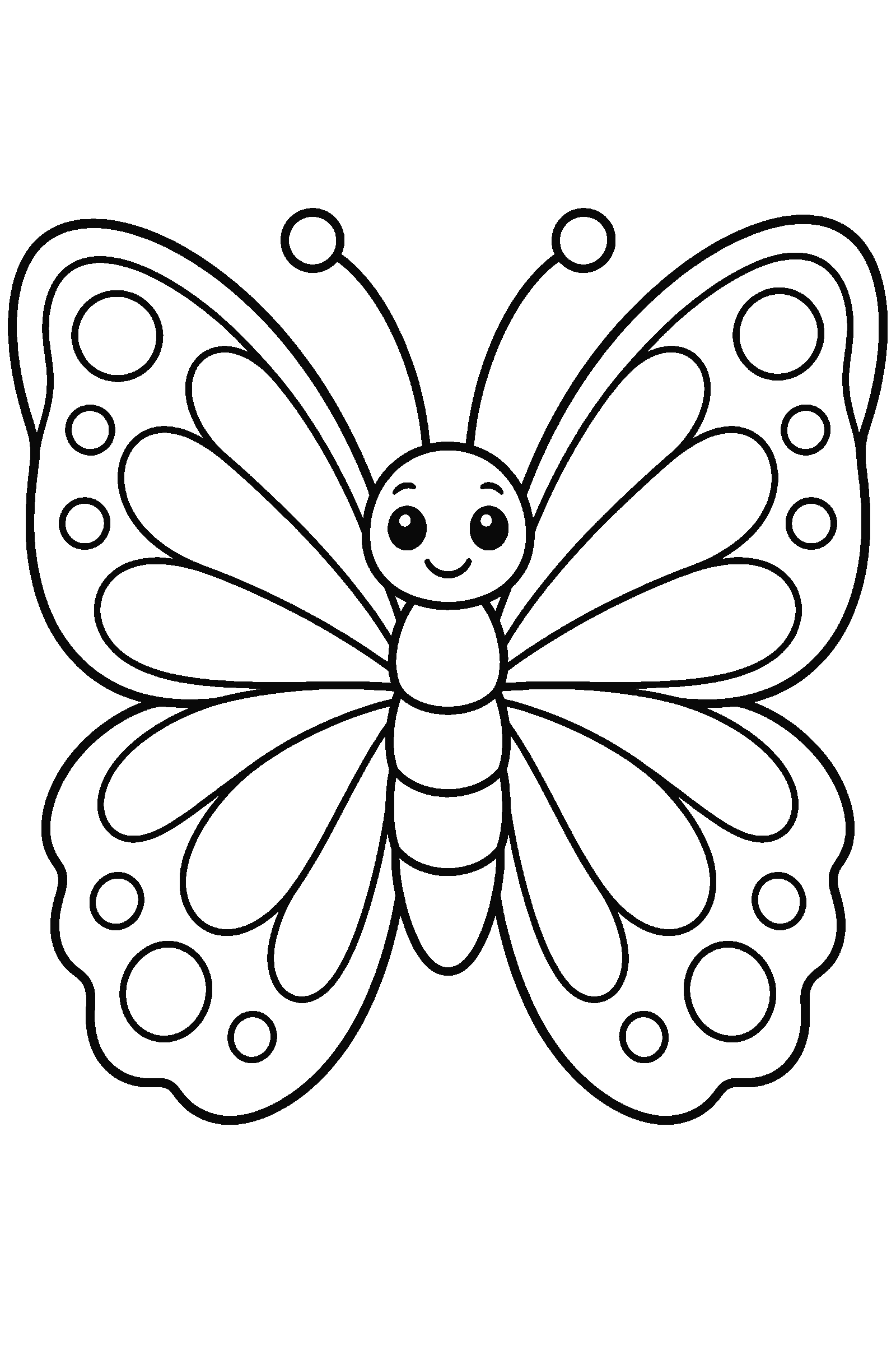 Coloring page of one big simple butterfly