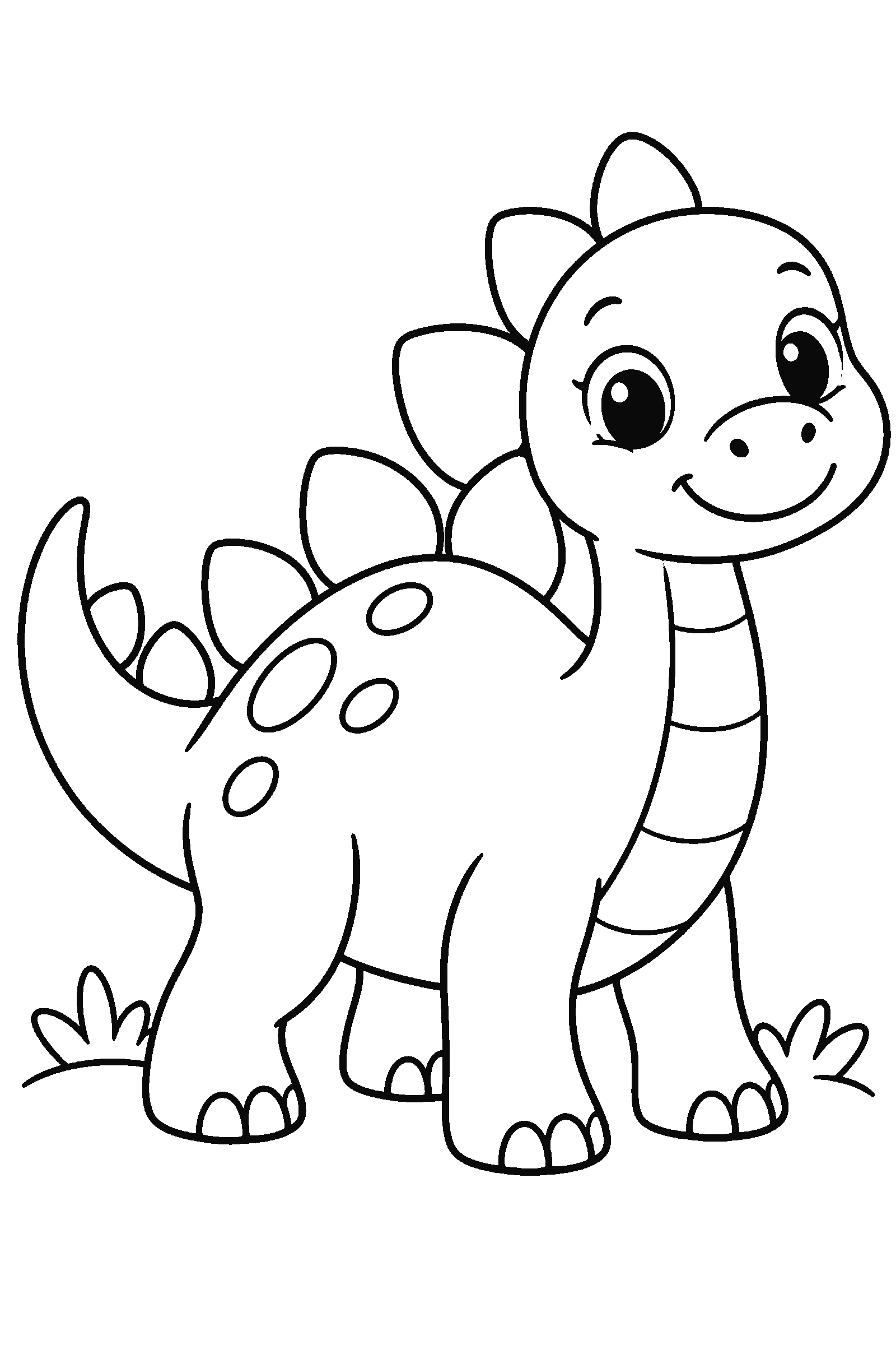 Coloring page of a simple cute dinosaur