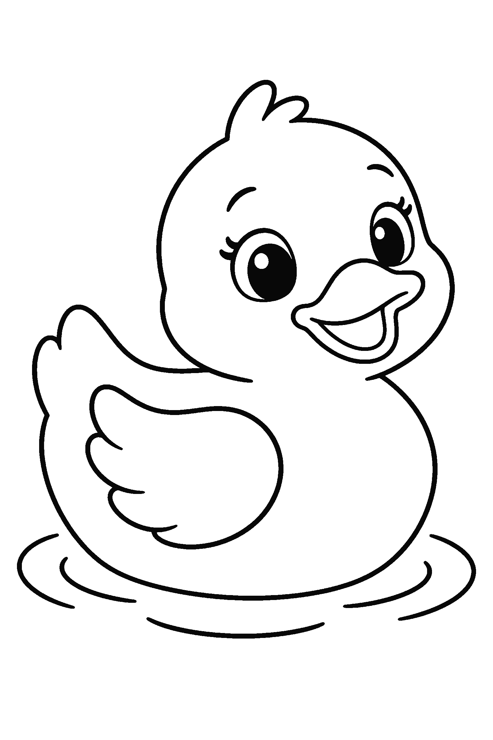 Coloring page of a simple rubber duck