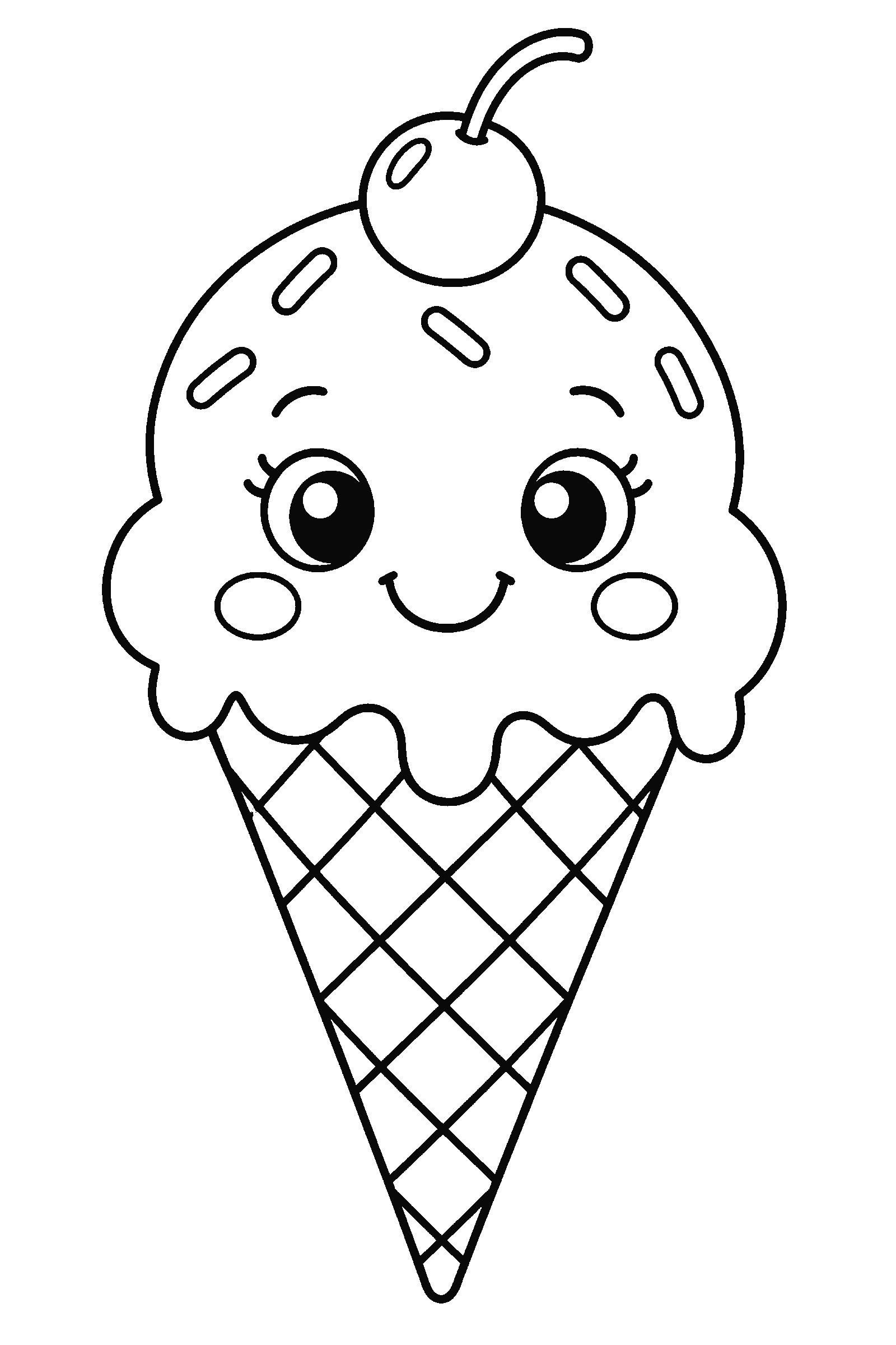 Coloring page of one big ice cream cone