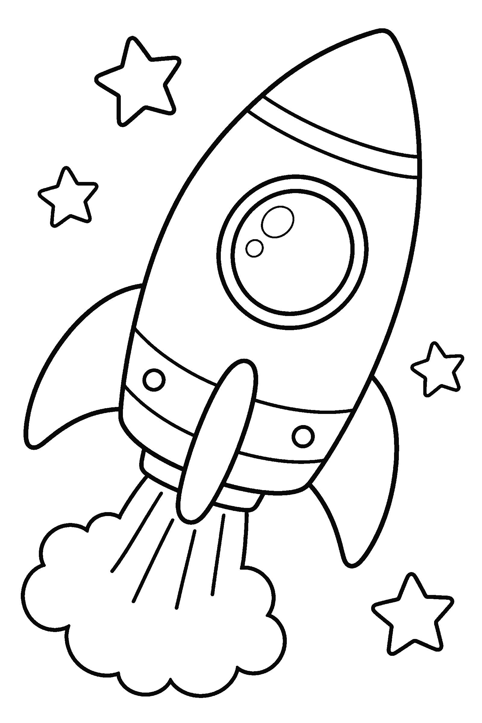 Coloring page of a big simple rocket