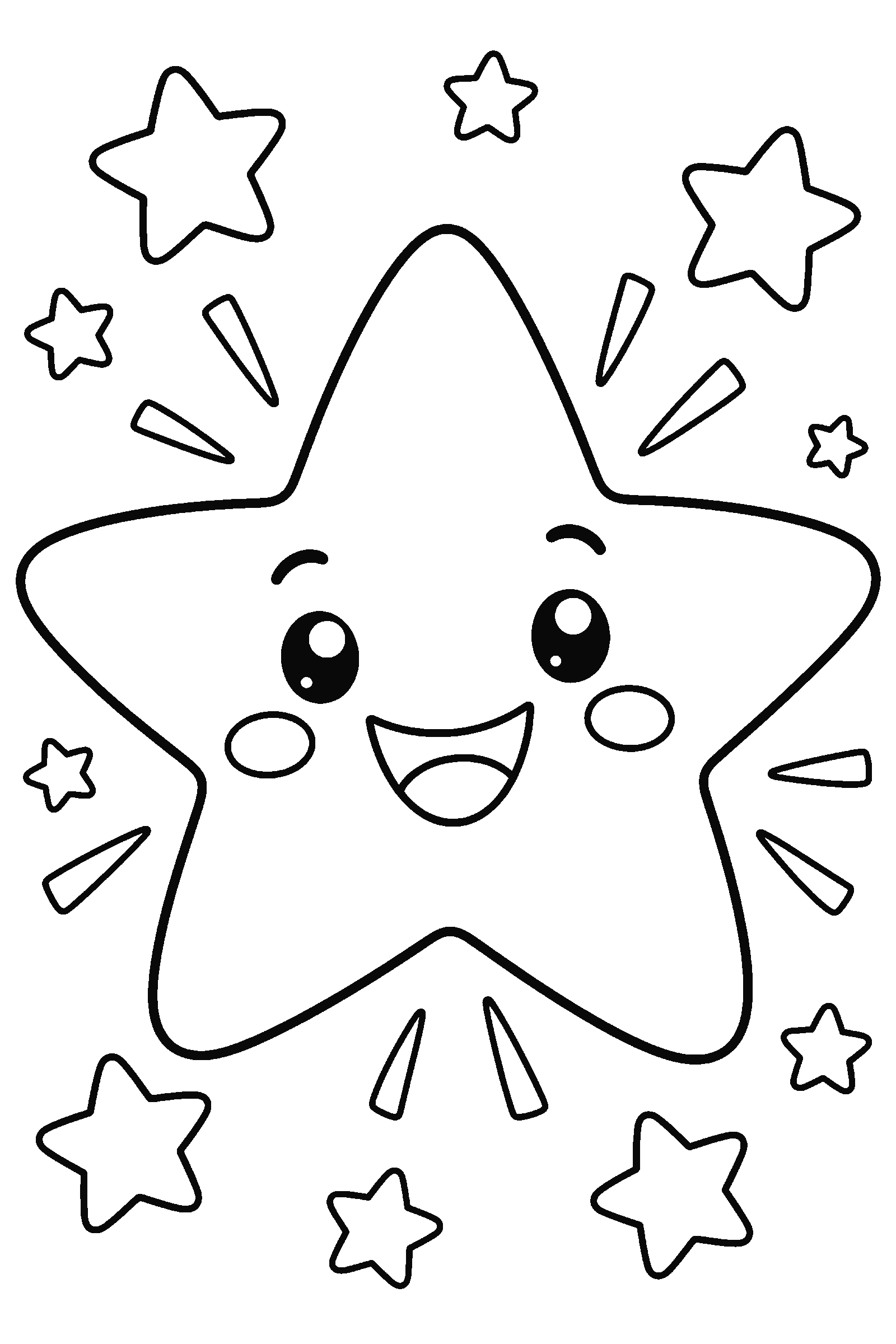 Coloring page of one big smiling star