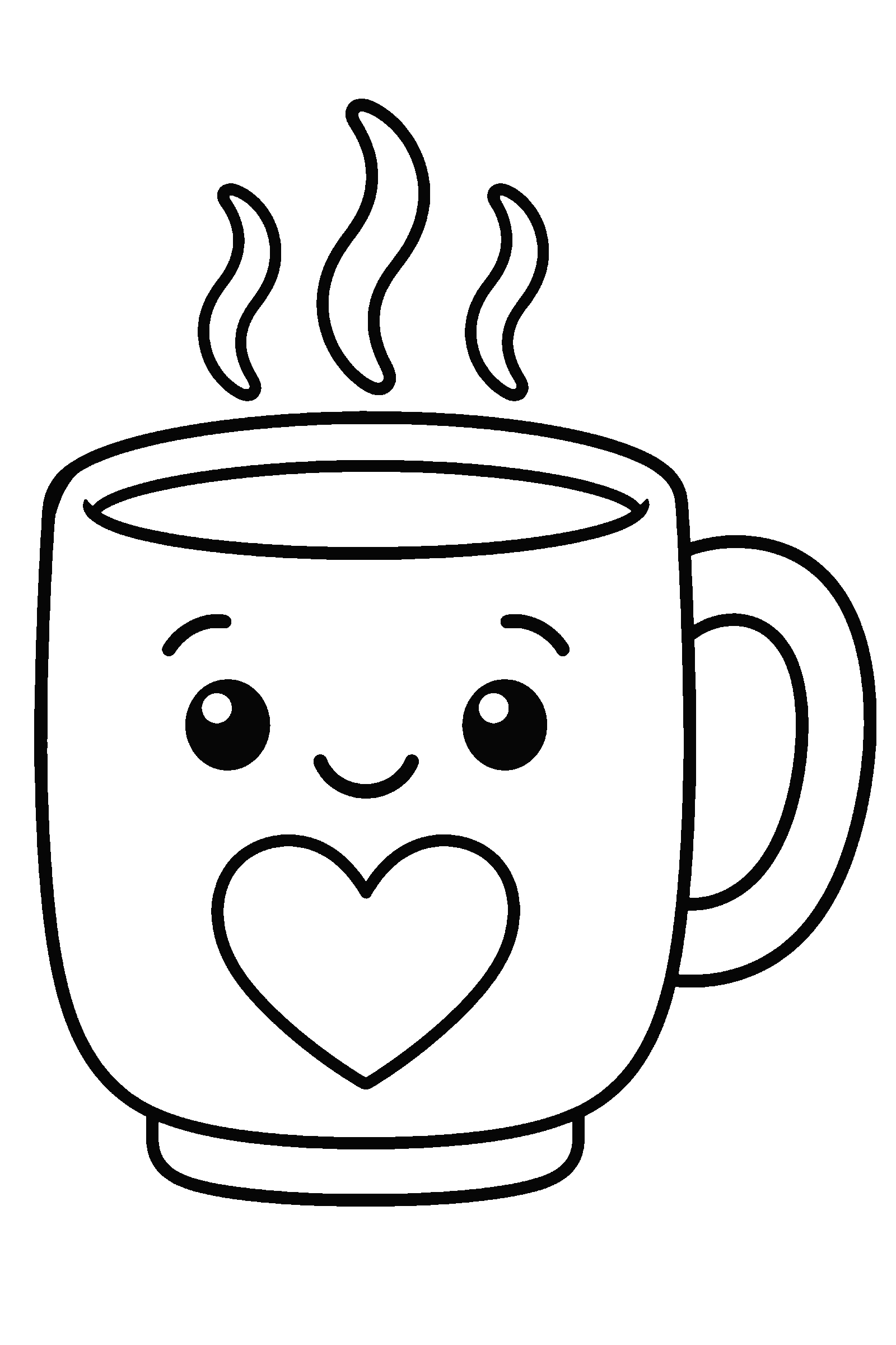 Coloring page of a coffee mug with a heart