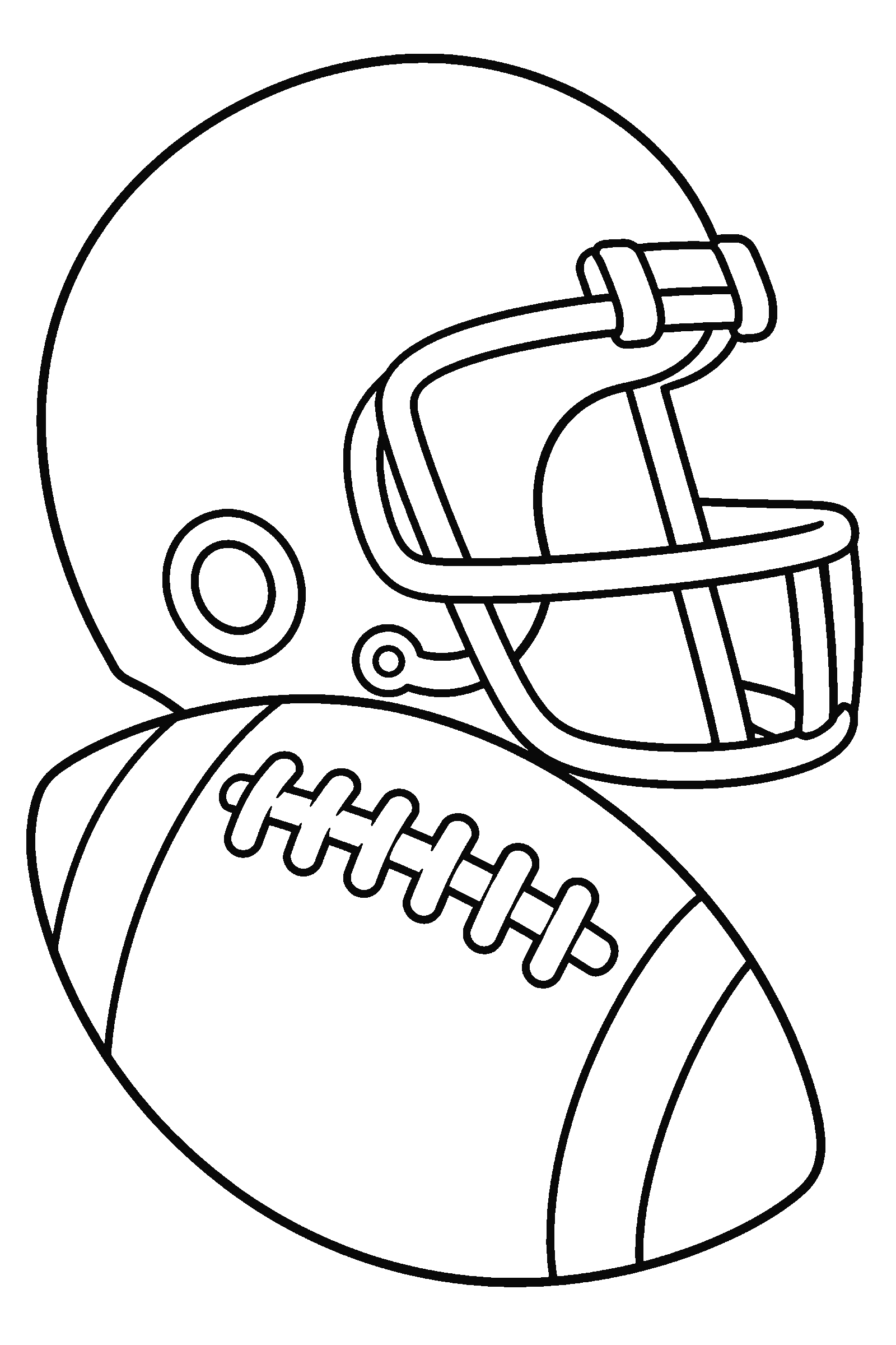 Coloring page of an American football and a helmet