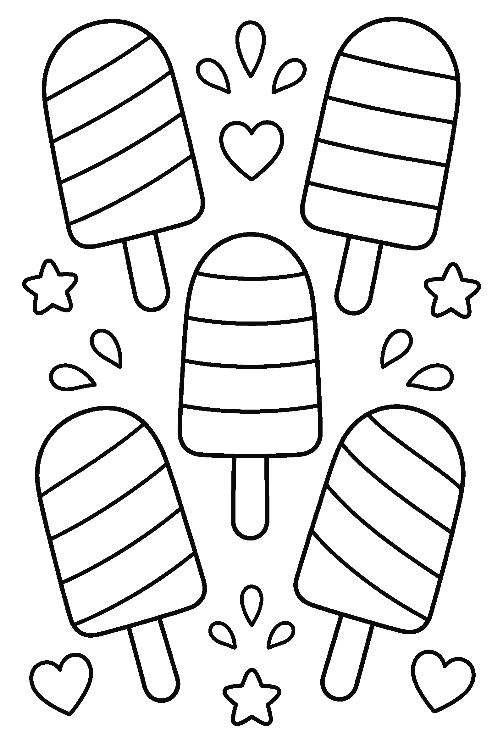 Coloring page of striped ice pops