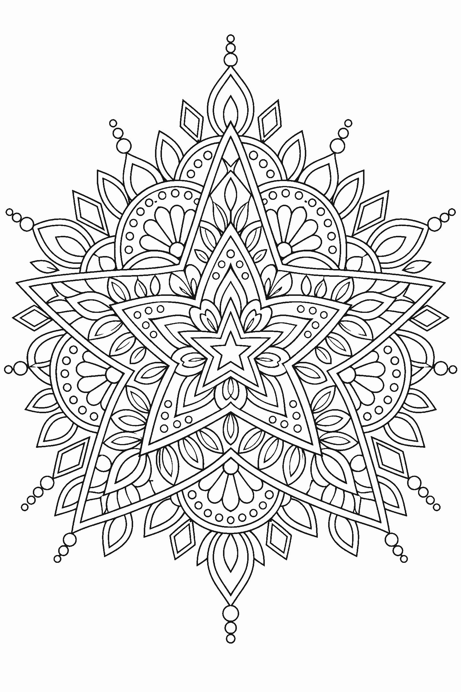Coloring page of a star mandala