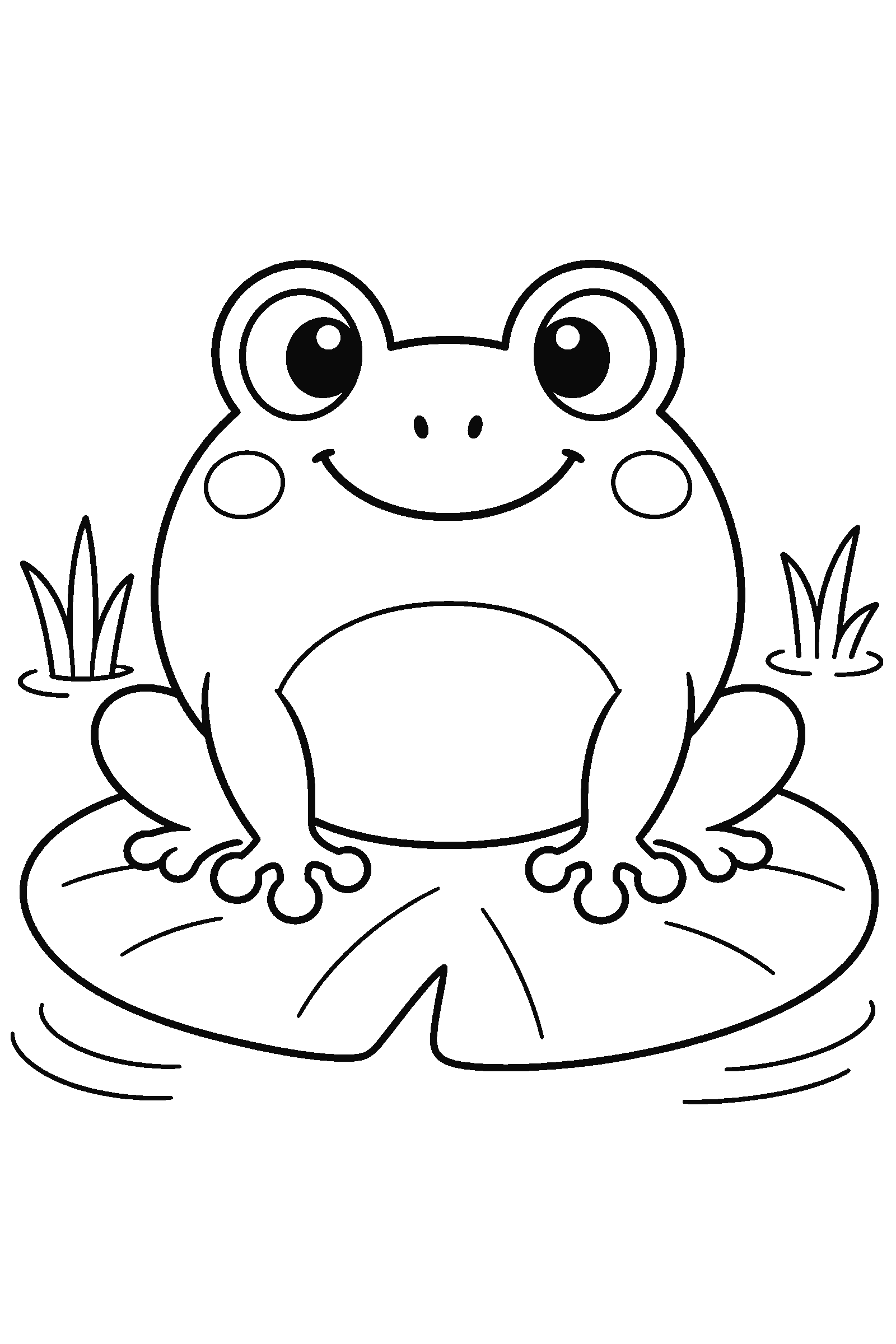 Coloring page of a cute round frog