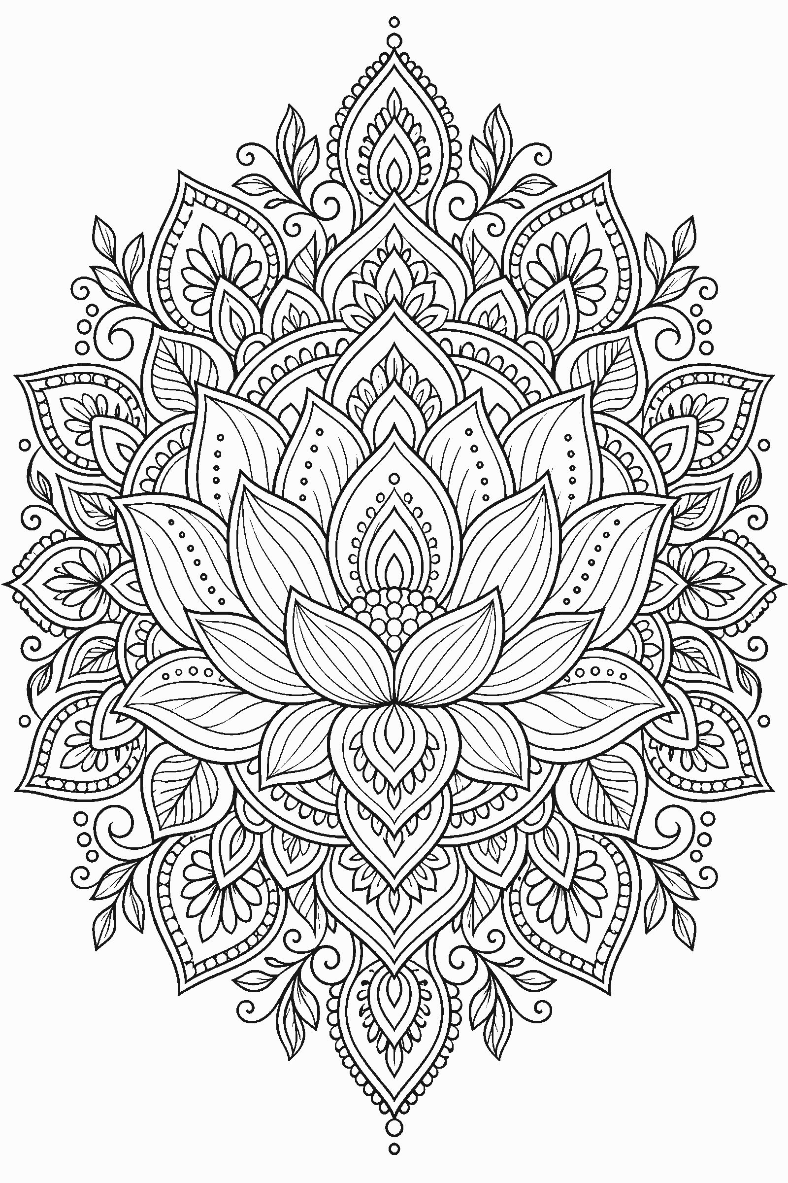 Coloring page of a lotus flower mandala