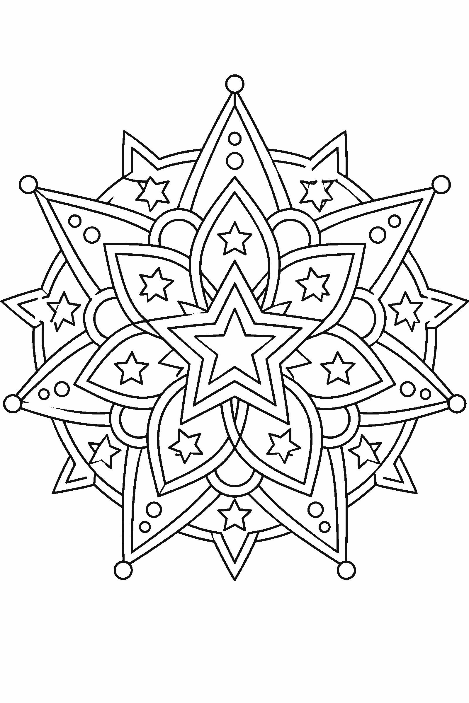 Coloring page of a star mandala
