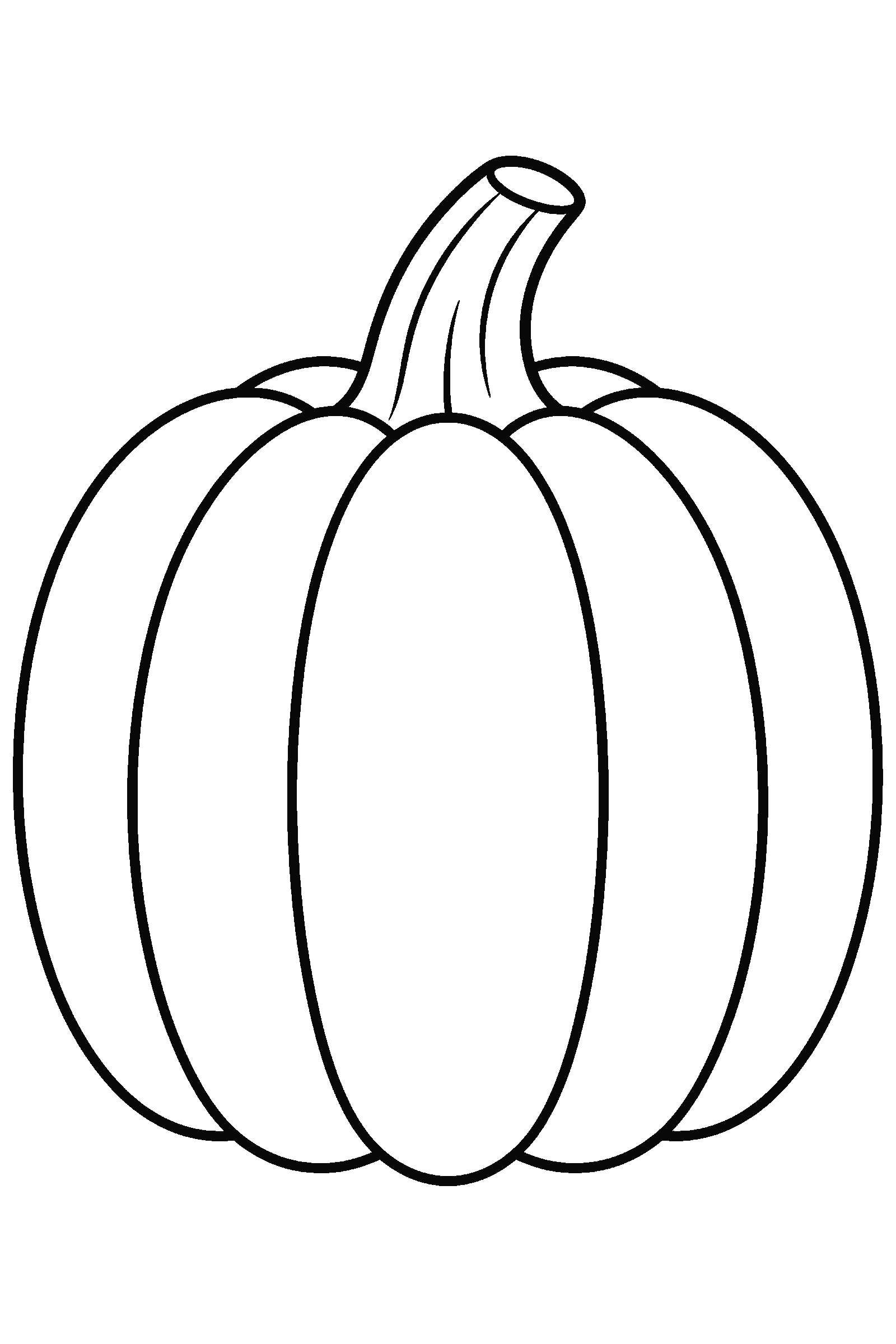 Coloring page of one big simple pumpkin with a stem