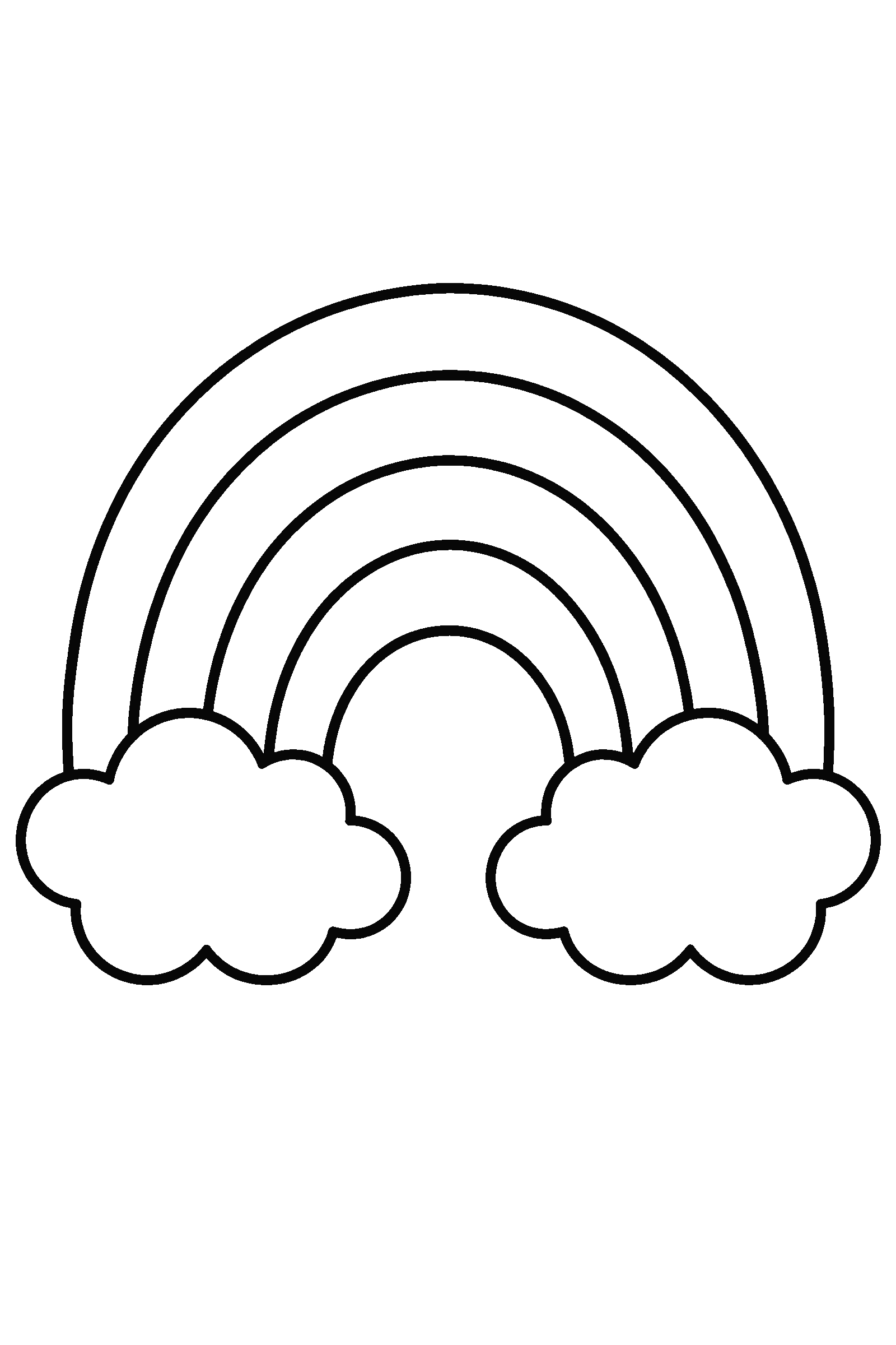 Coloring page of one big simple rainbow for toddlers