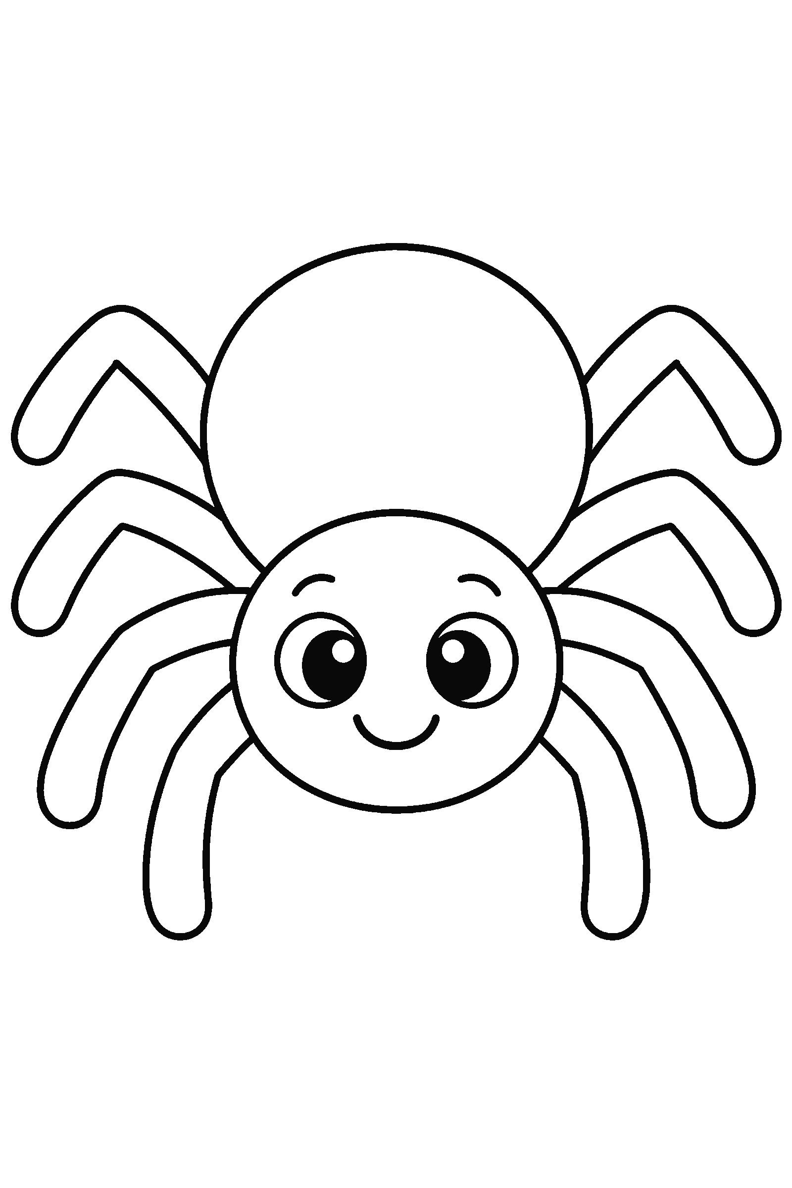 Coloring page of one big simple spider for toddlers