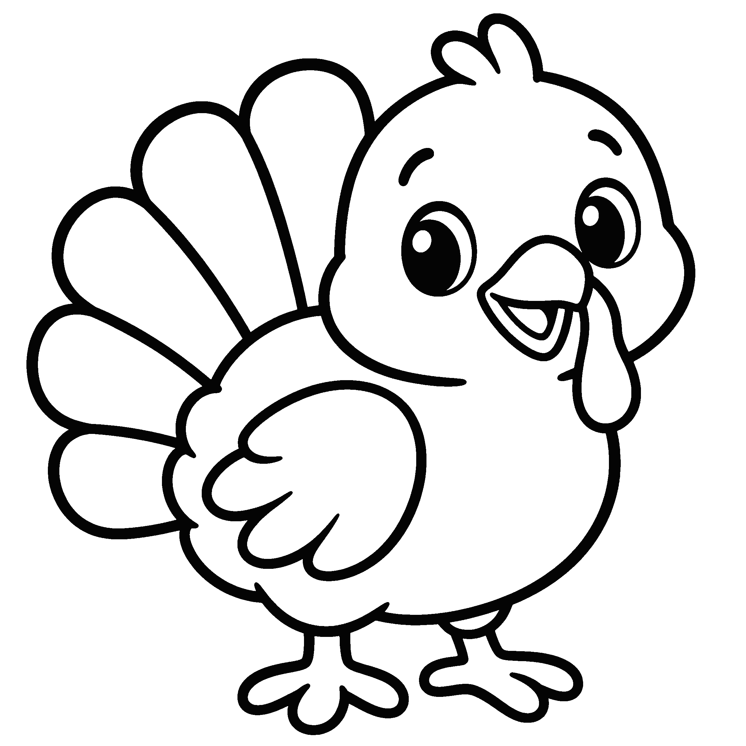 Coloring page of a cute baby turkey chick