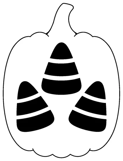 Pumpkin carving stencil: three candy corn shapes