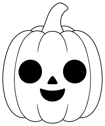 Pumpkin carving stencil: cute pumpkin face with round eyes and a small smile