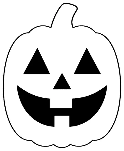 Pumpkin carving stencil: classic happy jack-o'-lantern face with triangle eyes and a toothy smile