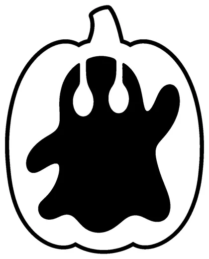 Pumpkin carving stencil: friendly waving ghost
