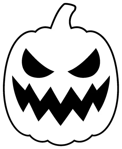 Pumpkin carving stencil: scary jack-o'-lantern face with angry eyes and jagged teeth