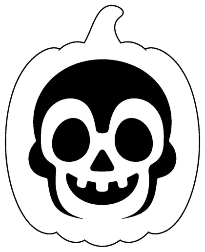Pumpkin carving stencil: friendly cartoon skull