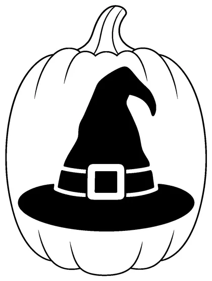 Pumpkin carving stencil: witch hat with a buckle